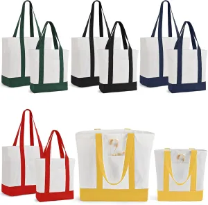 10Pack Canvas Tote Bag Bulk with Outer Pocket, 12oz Cotton Blank Canvas Tote Bags 19 x 14.6Inch, 13 x 11Inch Reusable Grocery Bags Shopping Cloth Bags Canvas Tote Bag for Women, DIY, Colorful