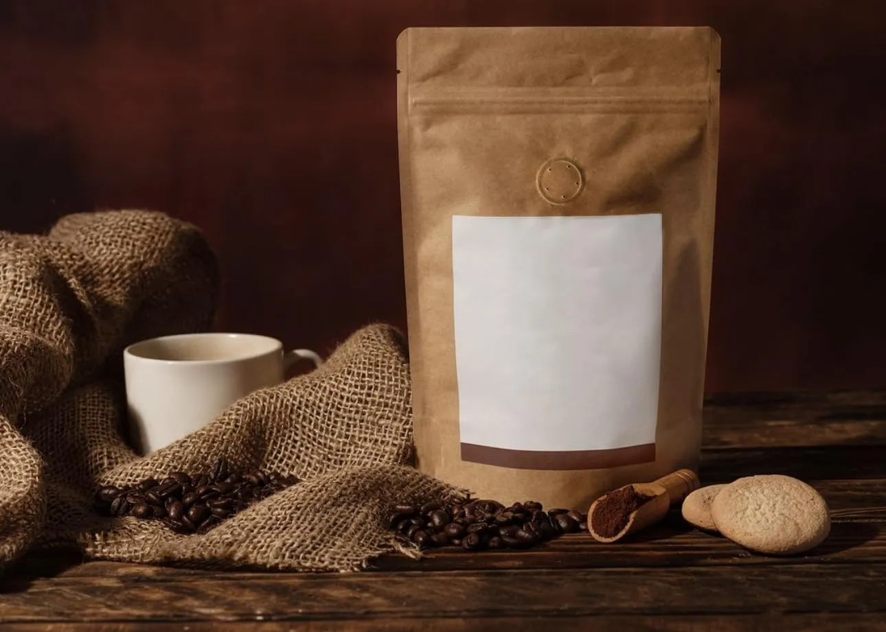 16 Ounce 100 Pieces Coffee Bags with Ziplock - High Barrier Natural Kraft Paper Stand up Coffee Pouches with Air Release/One Way Degassing Valve & Reusable Zipper (100, 16oz/1lb/500gm)