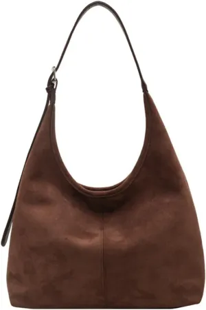 2 Pcs Slouchy Hobo Bags Women Suede Crescent Satchels Shoulder Bag Crossbody Purse Top-handle College Tote Handbag 2024