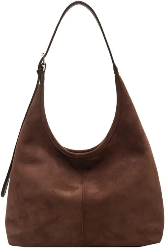 2 Pcs Slouchy Hobo Bags Women Suede Crescent Satchels Shoulder Bag Crossbody Purse Top-handle College Tote Handbag 2024