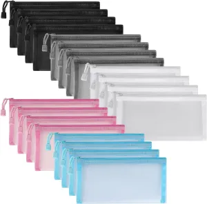 20 Pack Multicolored Zipper Mesh Pouch, Zipper Pencil Pouches Pen Bags, Multipurpose Travel Bags for Cosmetic School Office Supplies and Travel Accessories, 10 Colors (Assorted E)
