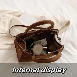 2024 Fall Suede Tote Bag for Women, Large Capacity Suede Tote Bag, Adjustable Strap Daily Sling Bag, Vintage Work Handbags