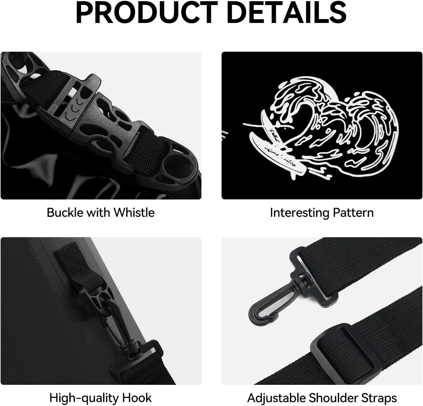 20L Dry Bag Backpack Waterproof Roll Top Lightweight Storage Backpack Bag Adjustable Portable Dry Sack for Kayaking Boating Camping & Hiking Black