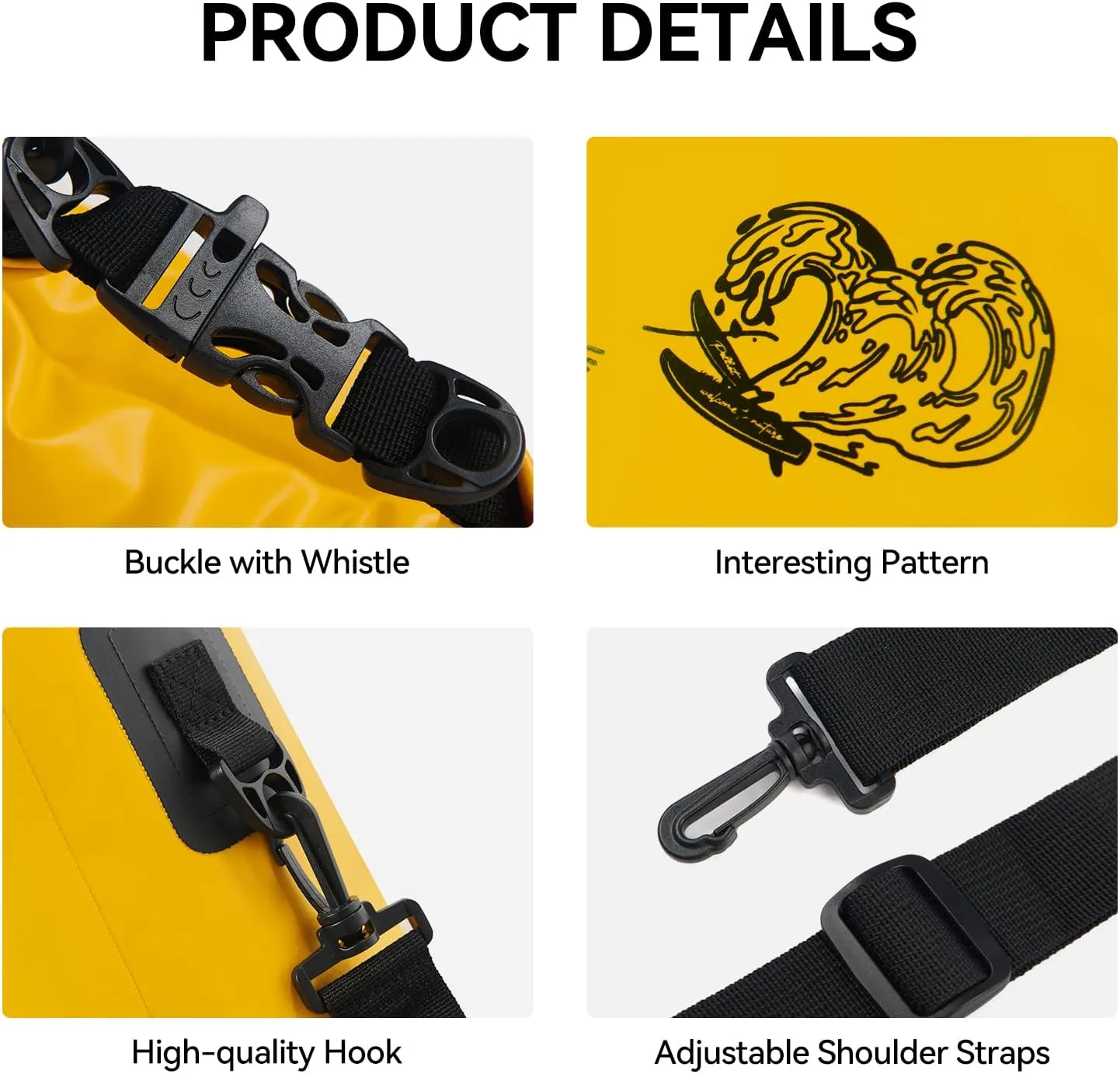 20L Dry Bag Backpack Waterproof Roll Top Lightweight Storage Backpack Bag Adjustable Portable Dry Sack for Kayaking Boating Camping & Hiking Yellow