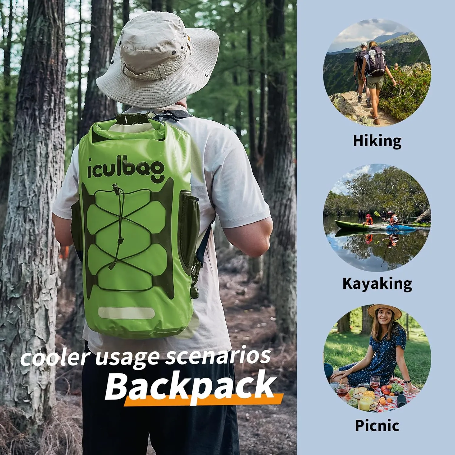25cans Small Insulated Cooler Bag Backpack Waterproof Leak Proof Soft Sided Backpack Cooler Soft Bag for Camping Hiking Beach Travel Men Women 12 Hour Cooling