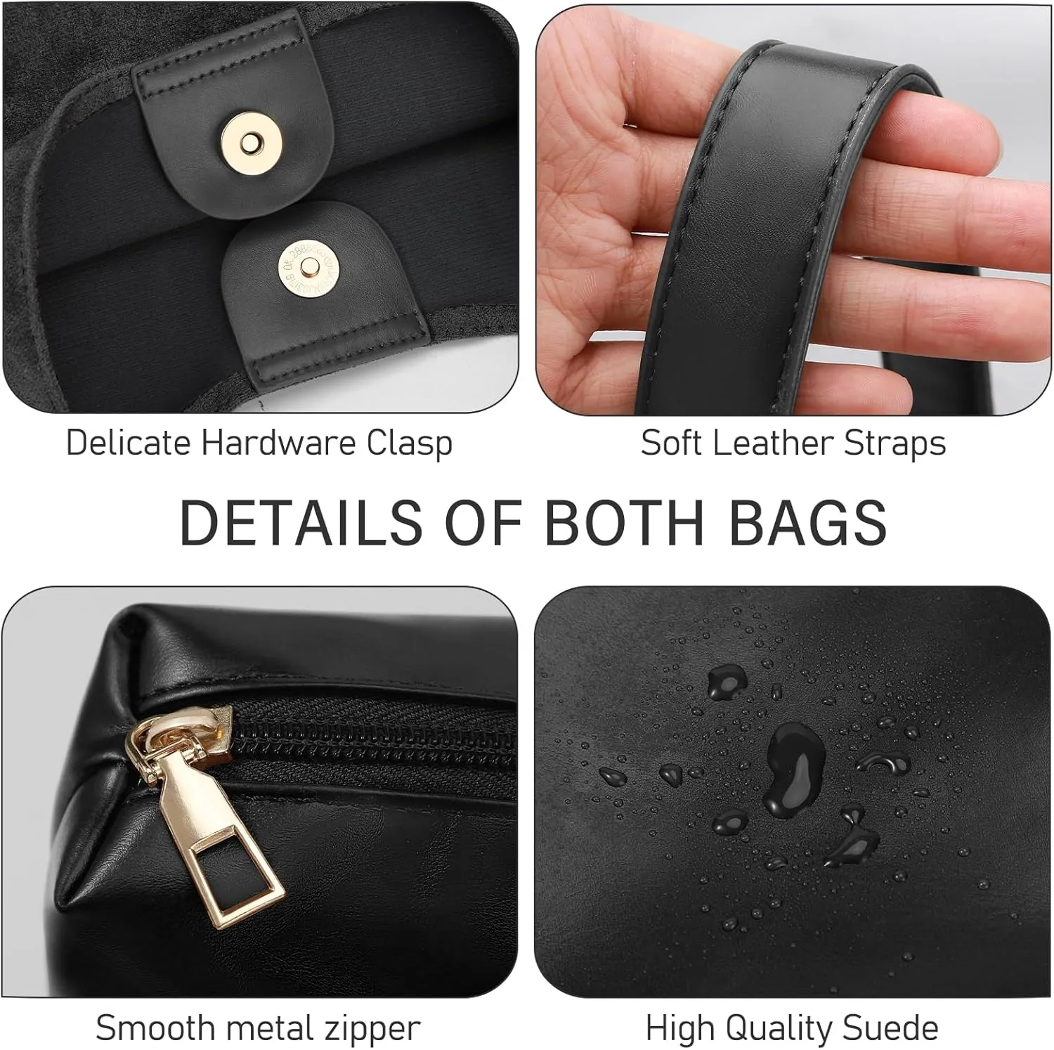 2PCS Suede Bag and Leather Purse Hobo Bags for Women Shoulder Bag Slouchy Bag Suede Tote Bag for Women Vegan