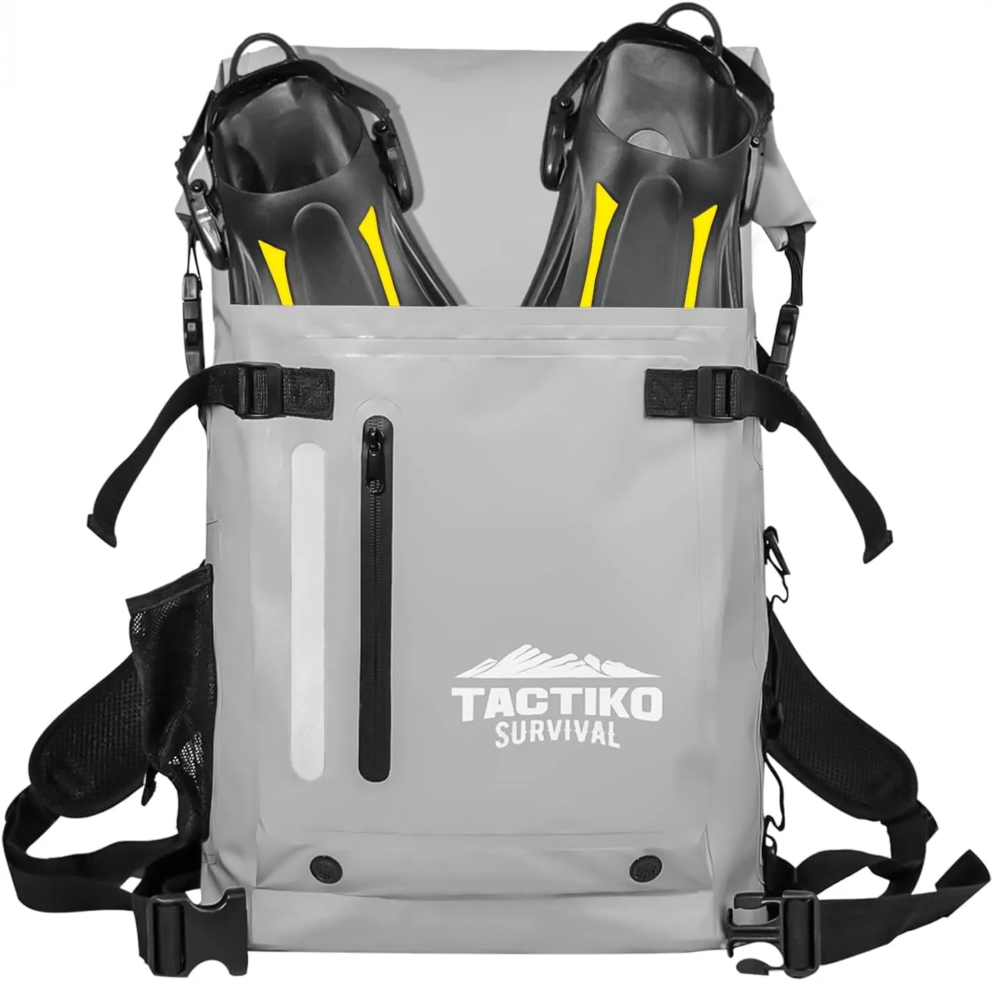 30L Heavy-Duty 100% Waterproof Backpack - Equipment Pocket, Carabiner - Roll Top Floating Dry Bags (Gray)