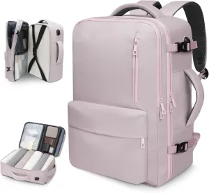 35L Travel Backpack | 180° All-Open Design | Multi-Pockets | Airline Approved Carry on |15.6 inch Laptop Compartment |USB Port |Perfect for Travel Business College Bookbags|Men Women,Dark Pink