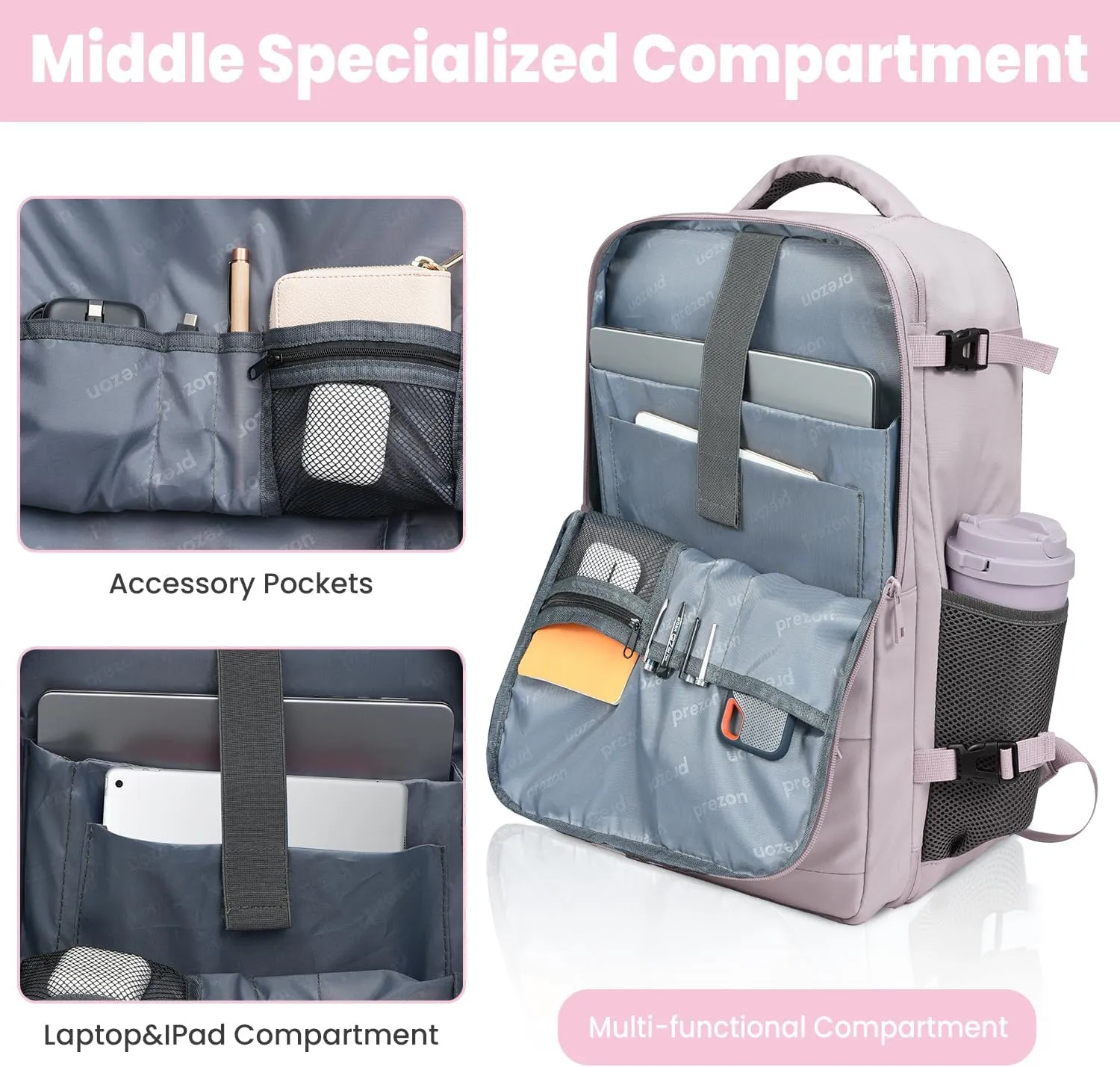 35L Travel Backpack | 180° All-Open Design | Multi-Pockets | Airline Approved Carry on |15.6 inch Laptop Compartment |USB Port |Perfect for Travel Business College Bookbags|Men Women,Dark Pink