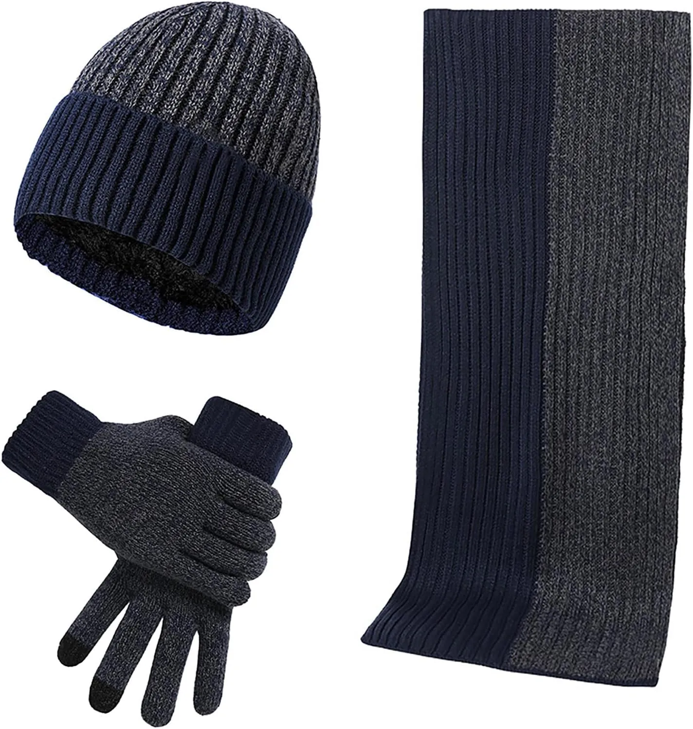 3pcs Winter Beanie Hat Scarf and Gloves Set Autumn Winter Warm Wool with Gloves Scaves and Beanie Hat Themal Glove
