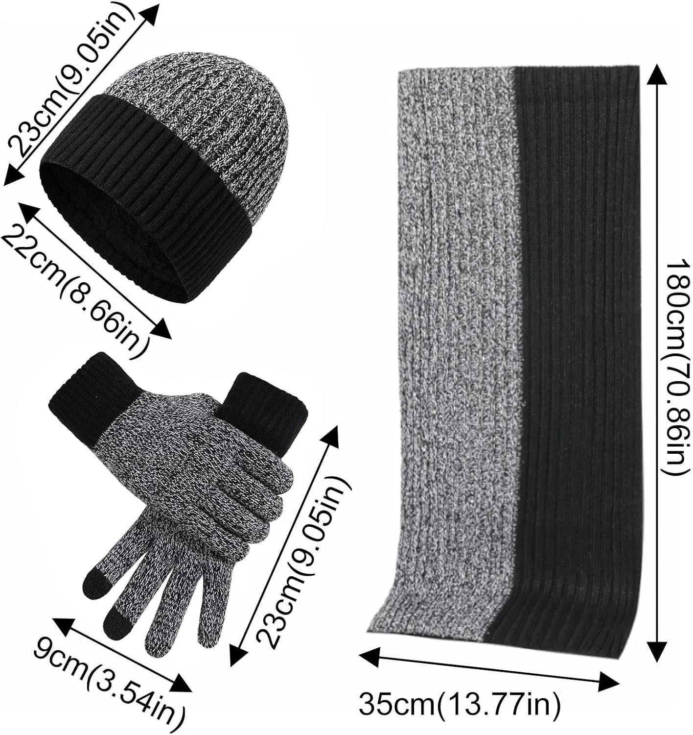 3pcs Winter Beanie Hat Scarf and Gloves Set Autumn Winter Warm Wool with Gloves Scaves and Beanie Hat Themal Glove