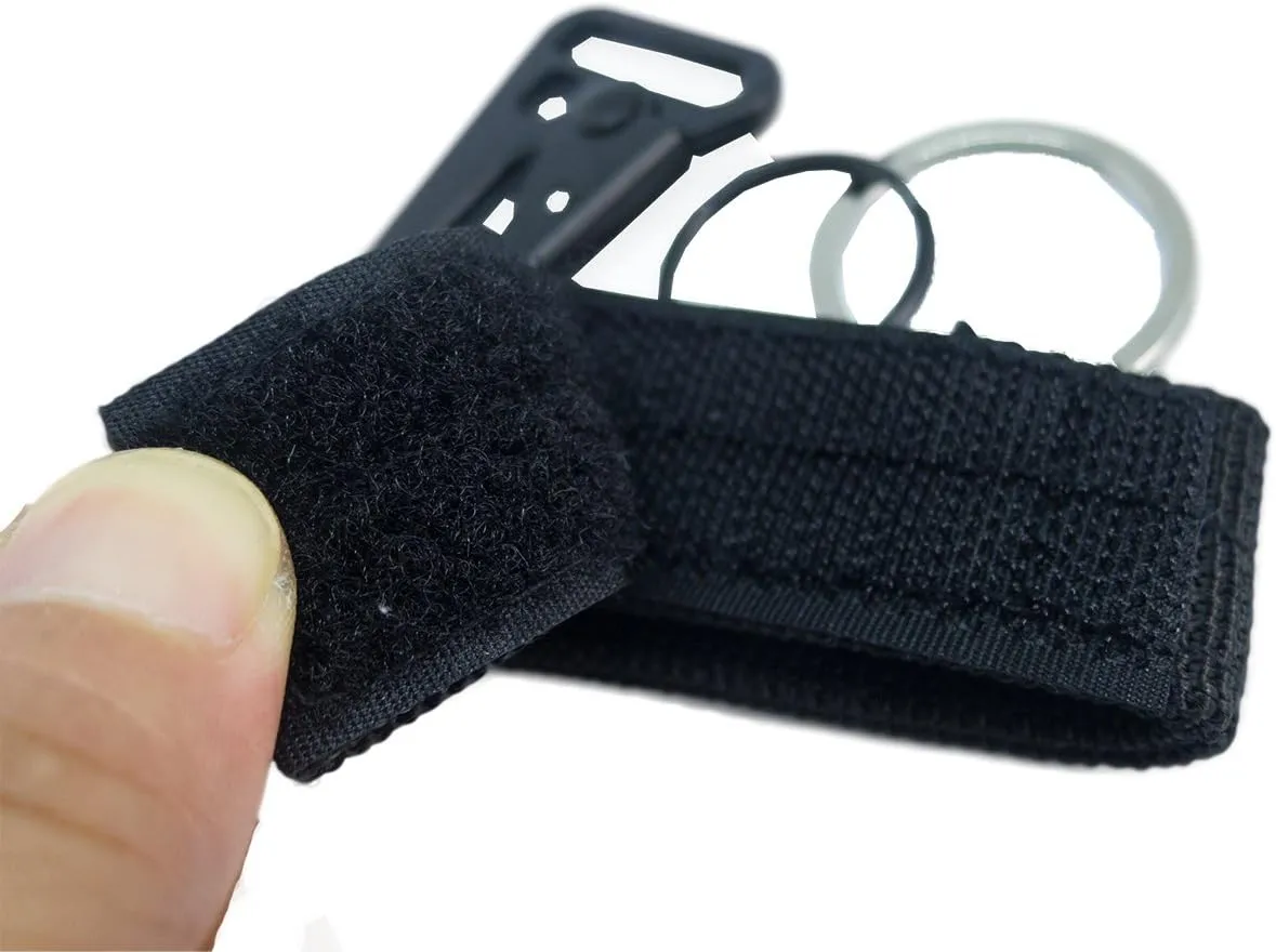 4 pcs Tactical Key Ring Belt Holder Nylon Clips with 1" HK Hooks Keychain Carabiner Buckle for Molle Strap Webbing Attachement, Black Khaki Green