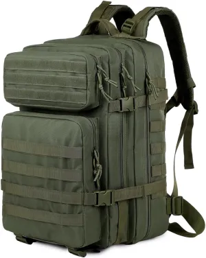 48L 3-day Tactical backpack heavy duty zipper，Hiking Camping Hunting Climbing backpack Nylon canvas Knapsack Outdoor backpack (army green)