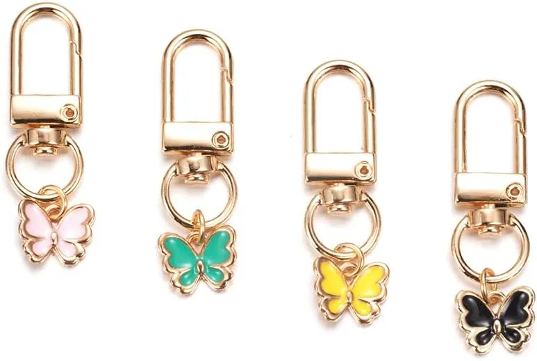 4PCS Flower Keychain Cute Handbag Key Chain Personalized Key ring Golden for Women Car Present