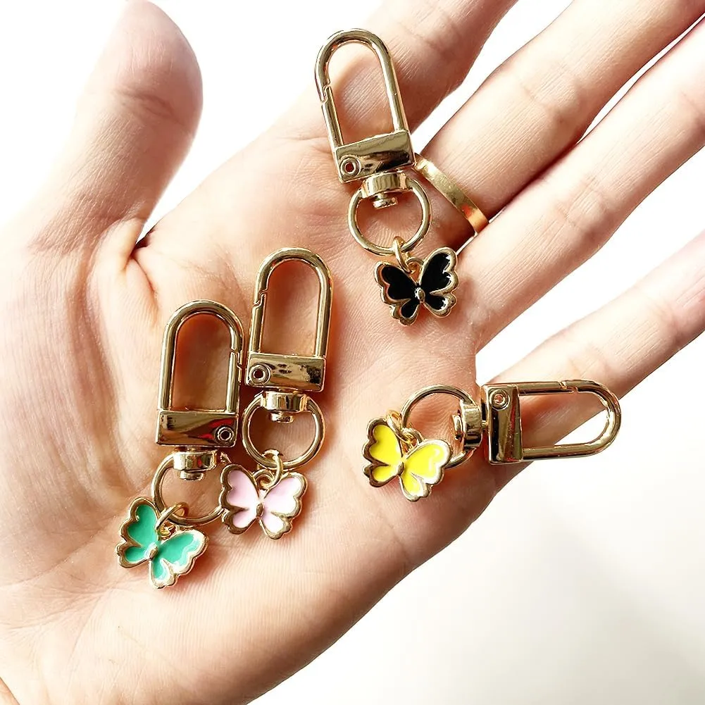 4PCS Flower Keychain Cute Handbag Key Chain Personalized Key ring Golden for Women Car Present
