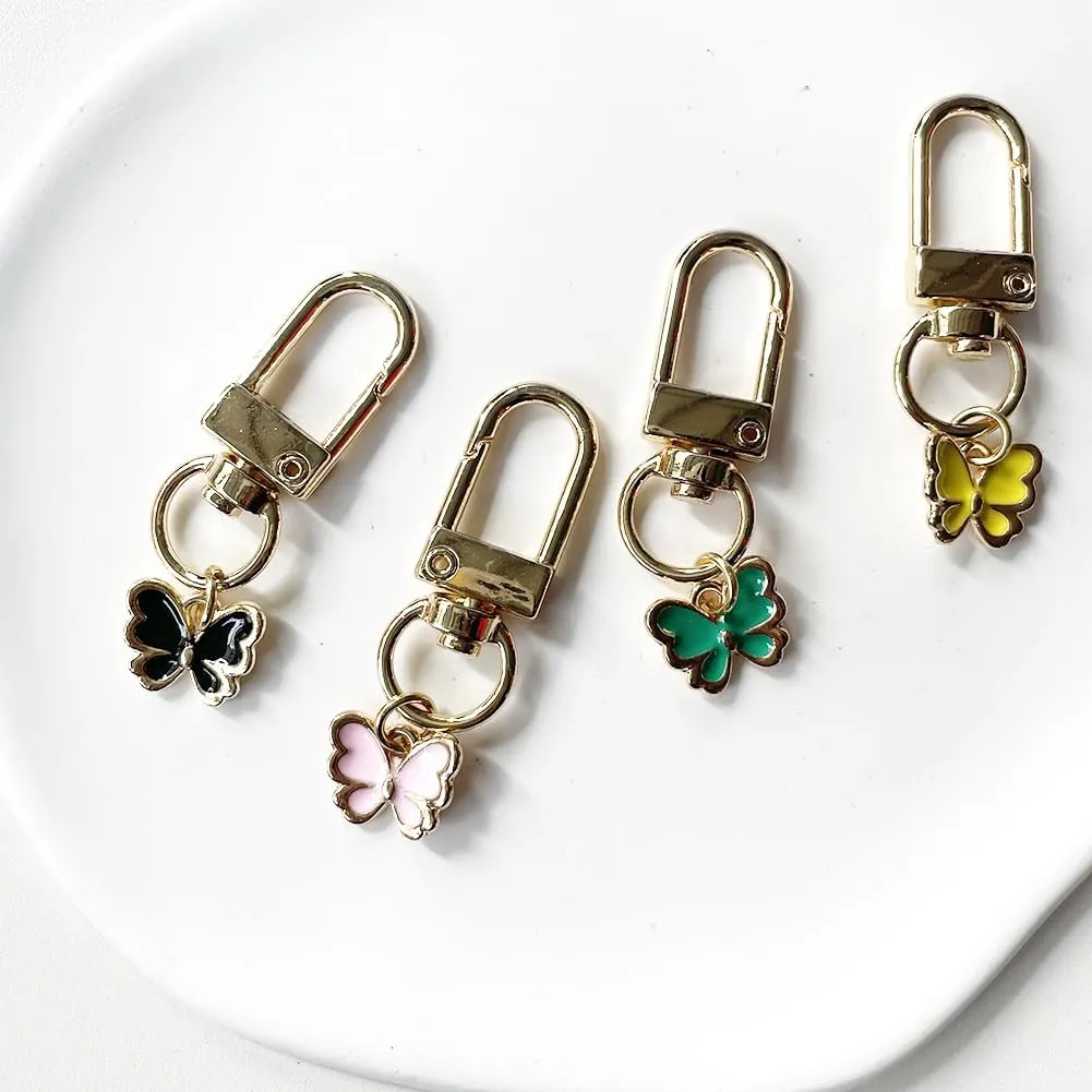 4PCS Flower Keychain Cute Handbag Key Chain Personalized Key ring Golden for Women Car Present