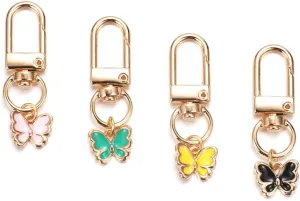 4PCS Flower Keychain Cute Handbag Key Chain Personalized Key ring Golden for Women Car Present