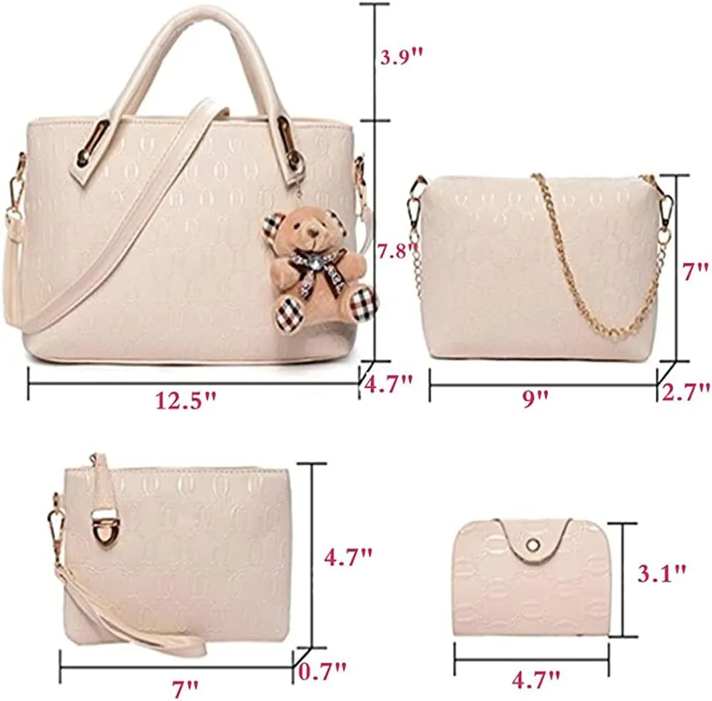 4pcs Set Handbags for Women Shoulder Bag Purse Card Holder Shopper Tote Satchels