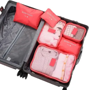 6Pcs/Set Travel Storage Bag Set for Clothes Tidy Organizer Wardrobe Suitcase Pouch Travel Organizer Bag (RED), Variety Pack, PP020502