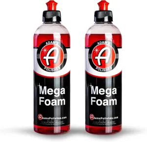 Adam’s Mega Foam (16oz, 2 Pack) - Detailing pH Neutral Car Soap For Car Washing, Concentated For Use In Car Wash Bucket, Foam Cannon & Foam Gun For Cleaning, Won't Strip Car Wax or Ceramic Coating