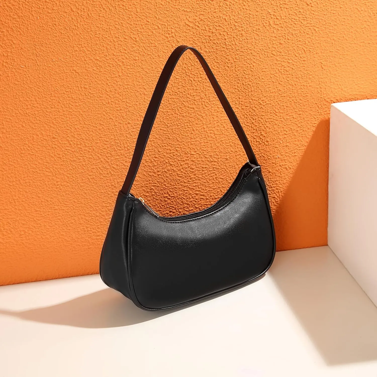 Afashor Shoulder Bags for Women Vegan Leather Hobo Sling Tote Handbag Retro Clutch Purse with Zipper Closure