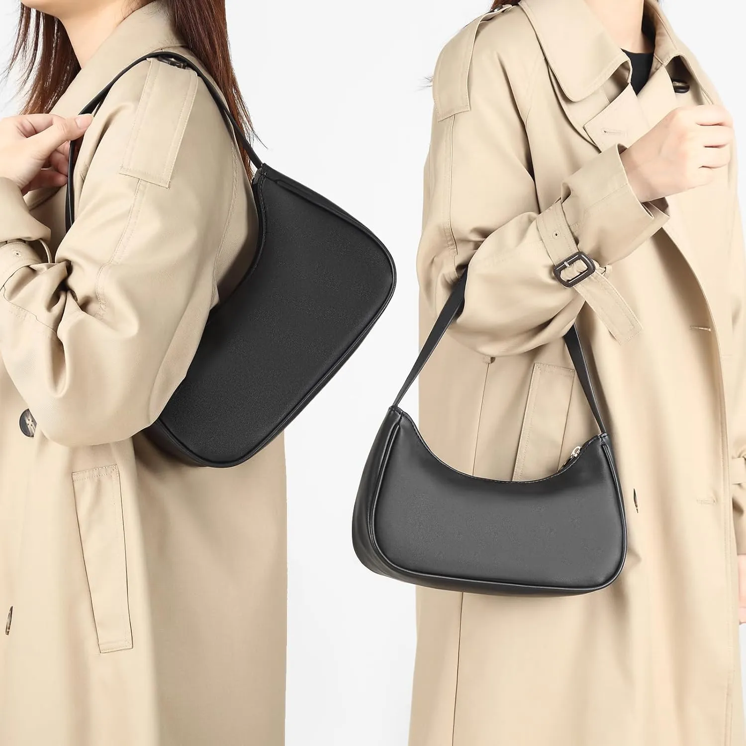 Afashor Shoulder Bags for Women Vegan Leather Hobo Sling Tote Handbag Retro Clutch Purse with Zipper Closure
