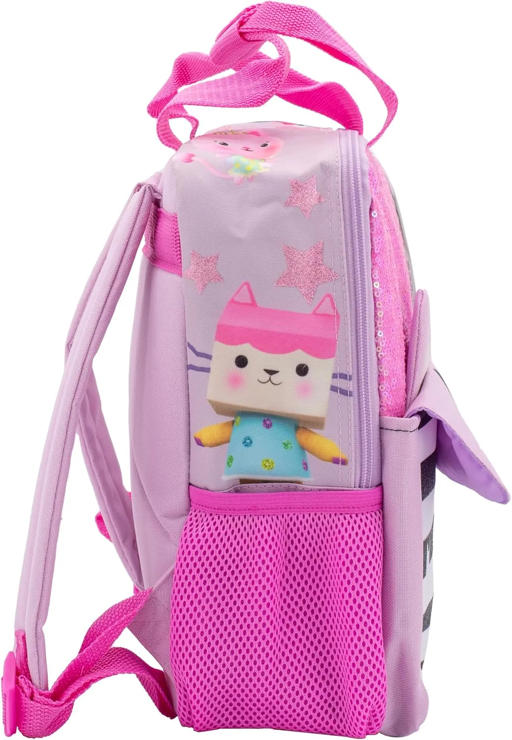 AI ACCESSORY INNOVATIONS Gabby’s Doll House 12” Mini Backpack for girls, Flip Sequin School Bag for Preschool, Pandy Paws Flap Pocket w/3D Ears