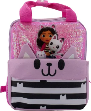 AI ACCESSORY INNOVATIONS Gabby’s Doll House 12” Mini Backpack for girls, Flip Sequin School Bag for Preschool, Pandy Paws Flap Pocket w/3D Ears