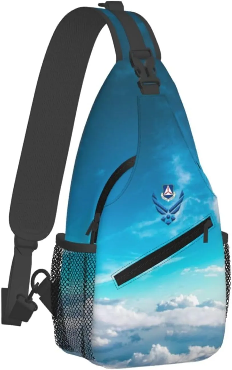 Air Force Civil Air Patrol Sling Bag for Men, Small Crossbody Sling Bags, Mini Water Resistant Shoulder Daypack for Travel, Anti Thief Chest Bag for Hiking