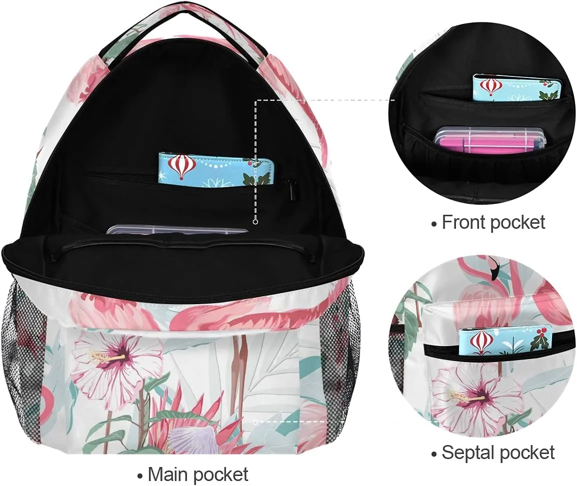 ALAZA Flamingo Backpacks for Girls Kids Flamingo Book Bag 3rd 4th 5th Grade Elementary School Bookbag Personalized Travel Laptop Shoulder Bag Students Daypacks