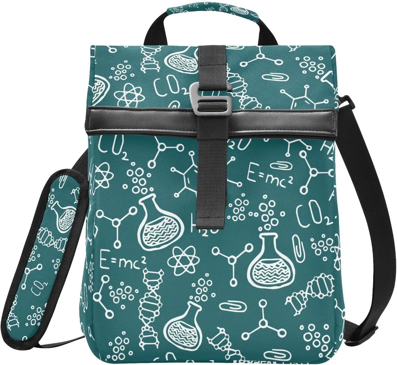 ALAZA Science Chemistry Laboratory 1 Rolltop Lunch Bag Insulated Lunch Box for Women Men Reusable Cooler Tote Bag with Adjustable Shoulder Strap for School Work Office