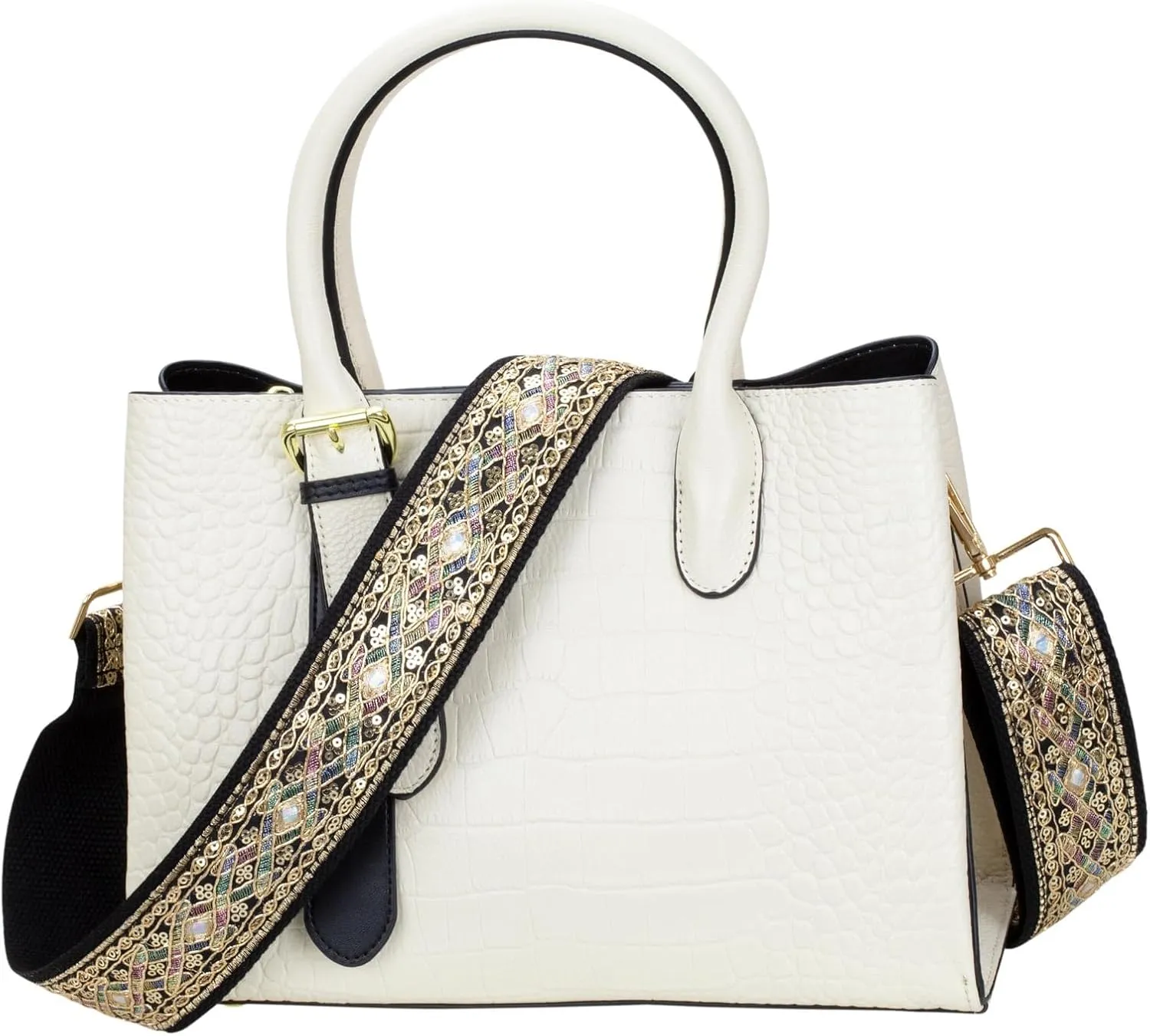 ALLZEDREAM Purse Strap Crossbody Replacement Handbag Shoulder Bag 2" Wide Adjustable Embroidered Lace Sequins