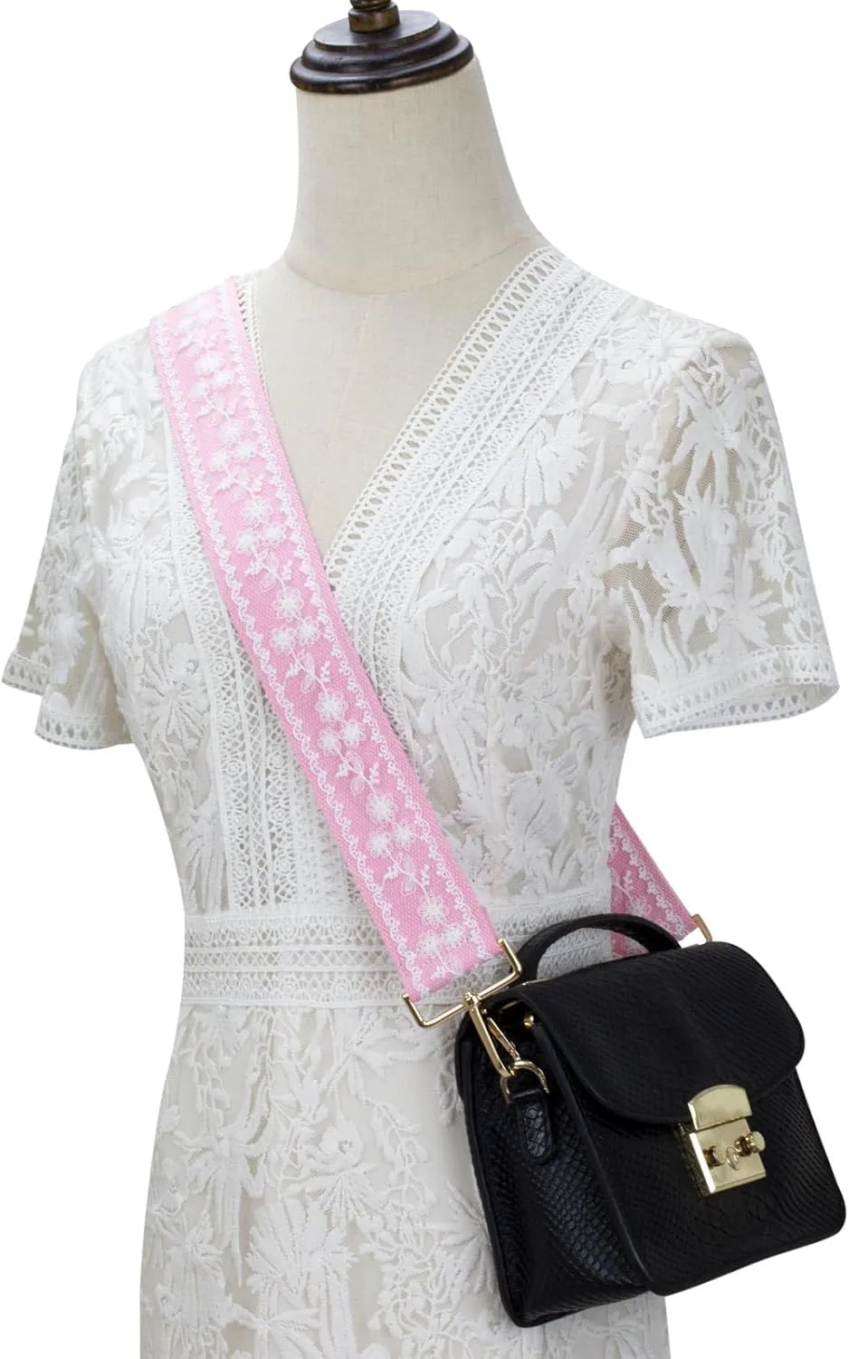 ALLZEDREAM Purse Strap Crossbody Replacement Handbag Shoulder Bag 2" Wide Adjustable Embroidered Lace Sequins