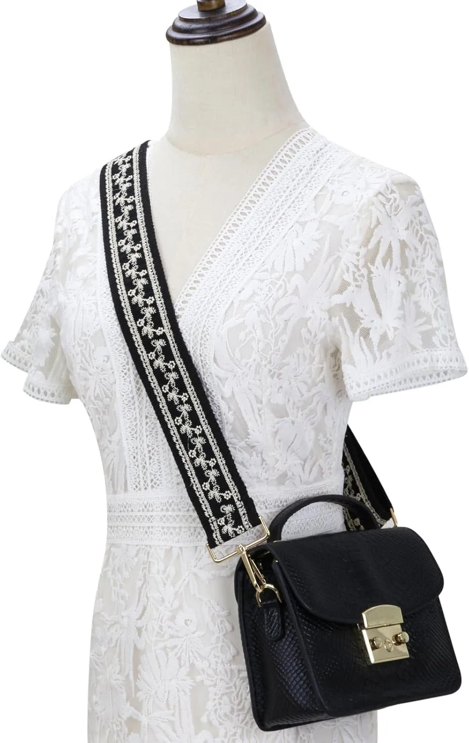 ALLZEDREAM Purse Strap Crossbody Replacement Handbag Shoulder Bag 2" Wide Adjustable Embroidered Lace Sequins