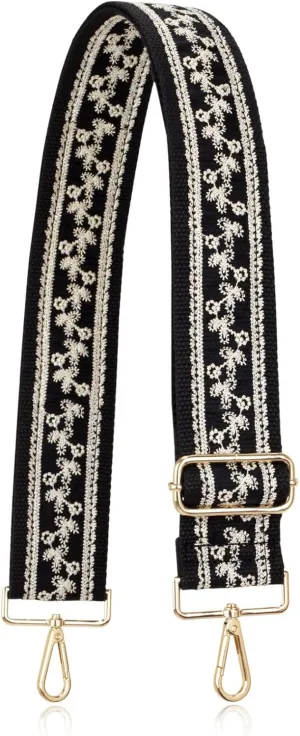 ALLZEDREAM Purse Strap Crossbody Replacement Handbag Shoulder Bag 2" Wide Adjustable Embroidered Lace Sequins