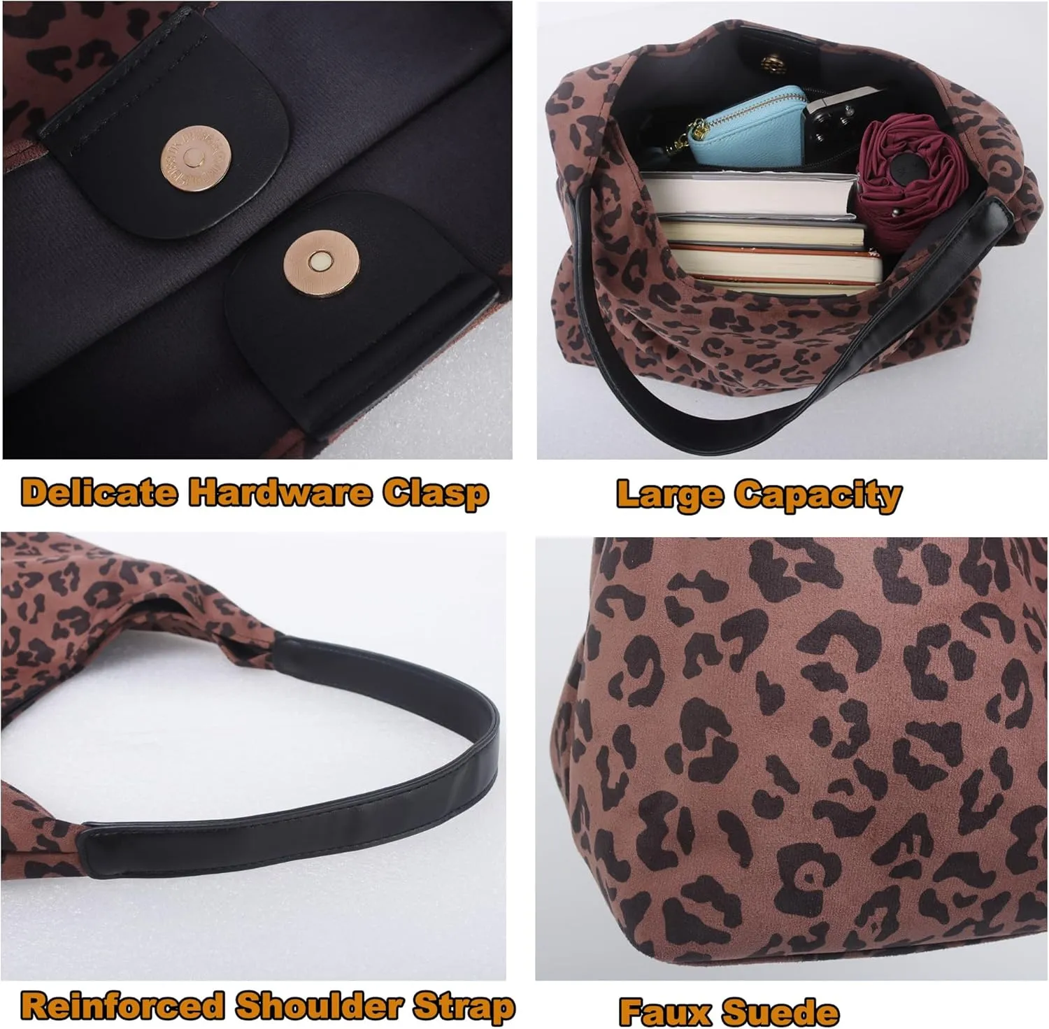 ALUWU Suede Bags for Women 2024 Retro Faux Suede Handbag Slouchy Hobo Bag Fall Purse