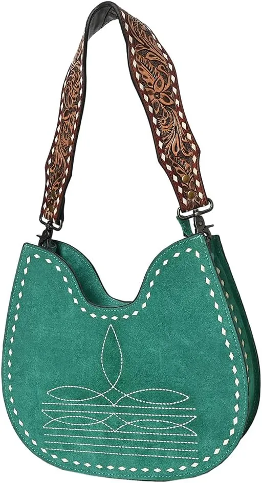 American Darling Hobo Suede Hand Tooled Genuine Leather Women Bag Western Handbag Purse