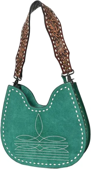 American Darling Hobo Suede Hand Tooled Genuine Leather Women Bag Western Handbag Purse