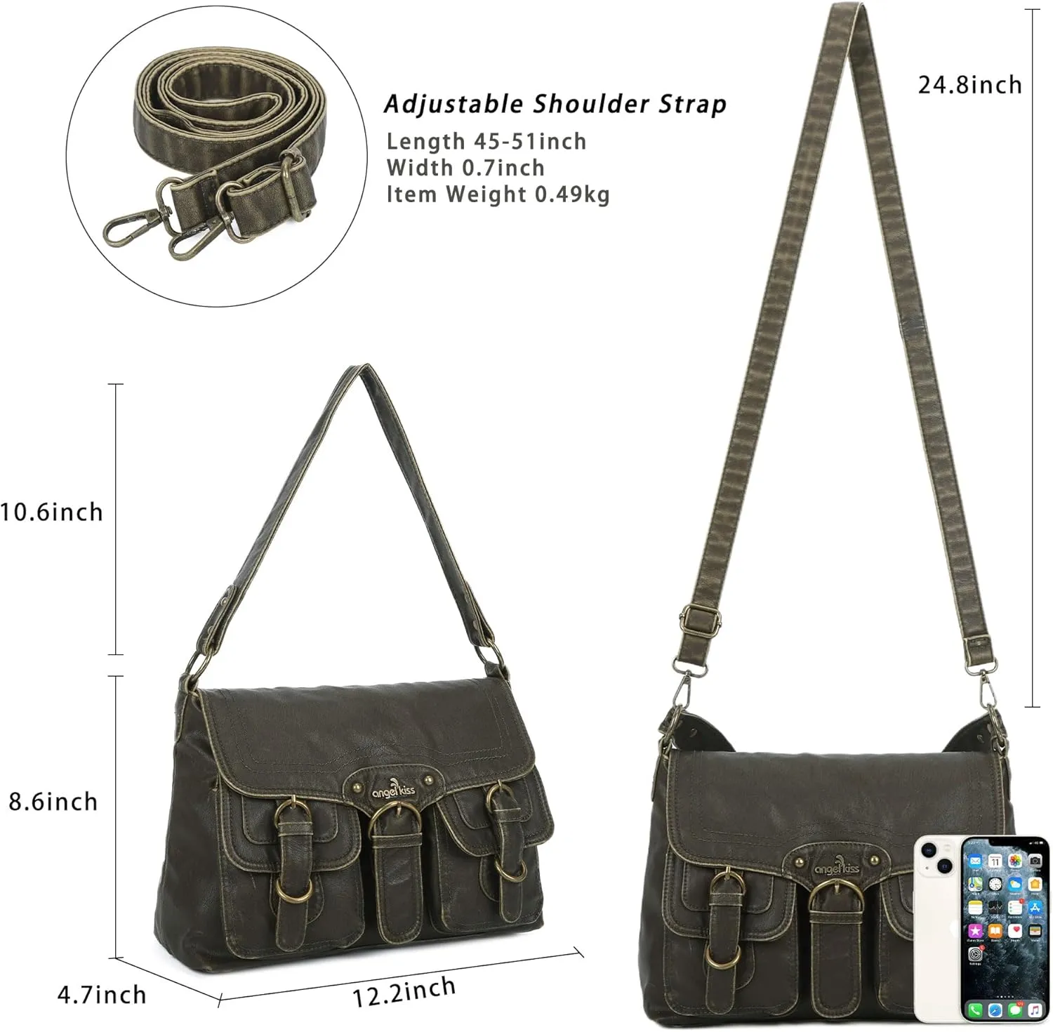 Angel Kiss Purses and Handbags for Women,Vegan Leather Hobo Purses Crossbody Hobo Bag Tote Satchel Handbags