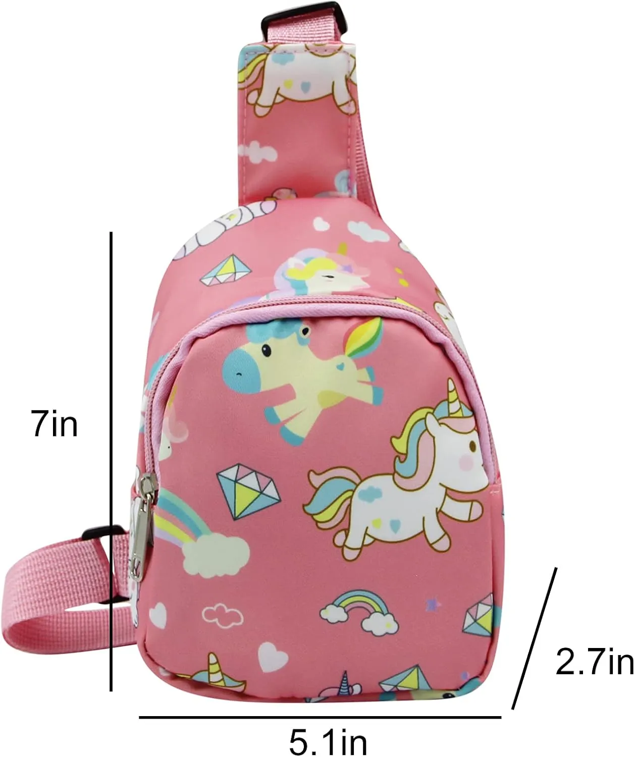 ANKOMINA Small Sling Bag for Kids Cute Cartoon Crossbody Shoulder Bag Unicorn Dinosaur Chest Bag for Outdoor,Travel,Hiking