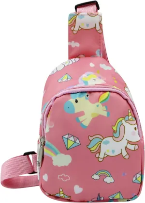 ANKOMINA Small Sling Bag for Kids Cute Cartoon Crossbody Shoulder Bag Unicorn Dinosaur Chest Bag for Outdoor,Travel,Hiking
