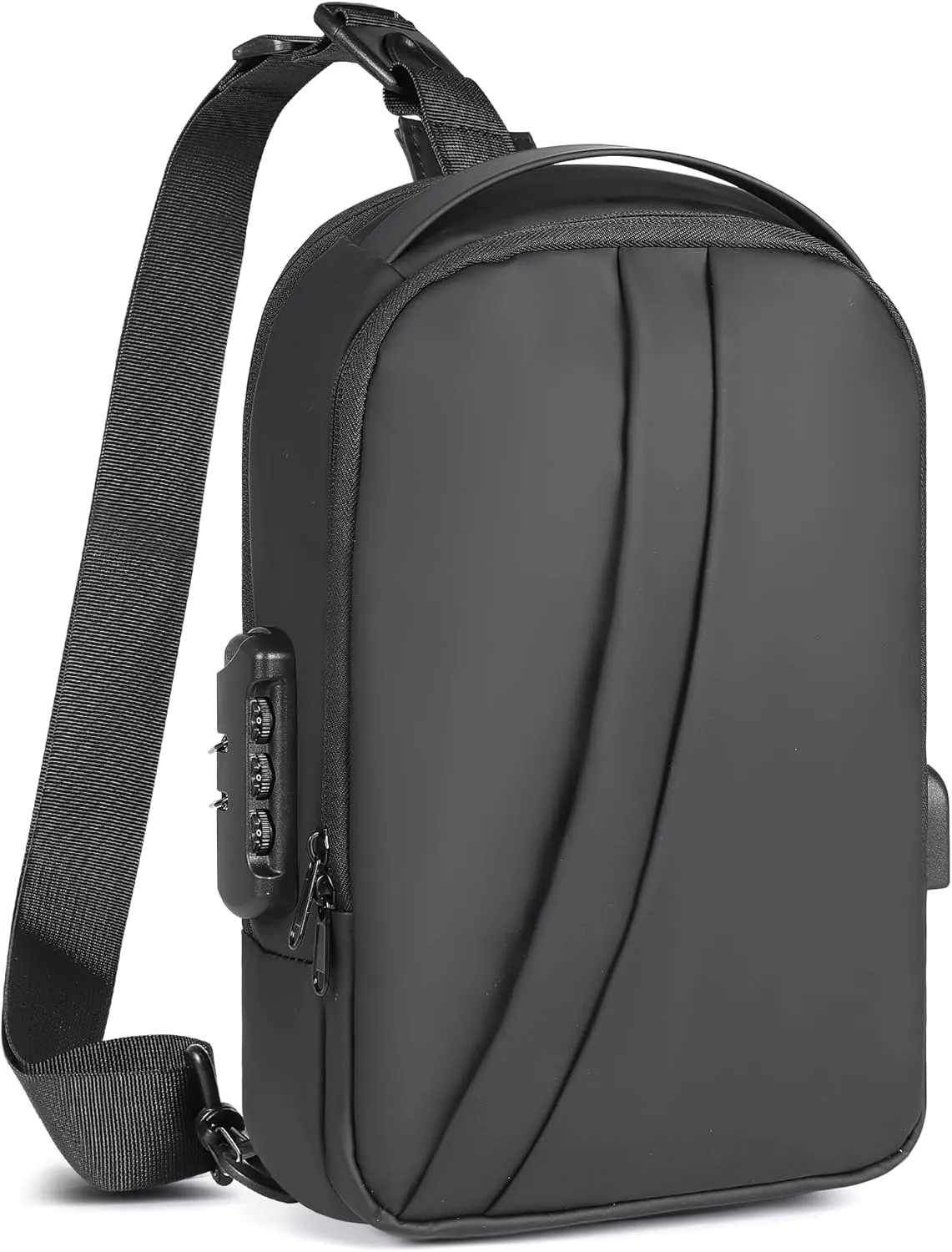 Anti Theft Crossbody Bag, Anti-theft Lock Sling Bag for Men Shoulder Bag with USB Charging Port