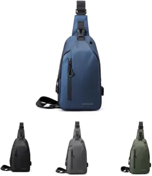 Anti-Theft Sling Bag Waterproof Crossbody Travel Tactical shoulder Bag for Men and Women (Blue)