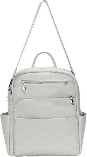 Antik Kraft Willa Vegan Leather Backpack (Bone) | Convertible Backpack Purse for Women | Vegan Leather Shoulder Bag | 13" L x 4" W x 14" H