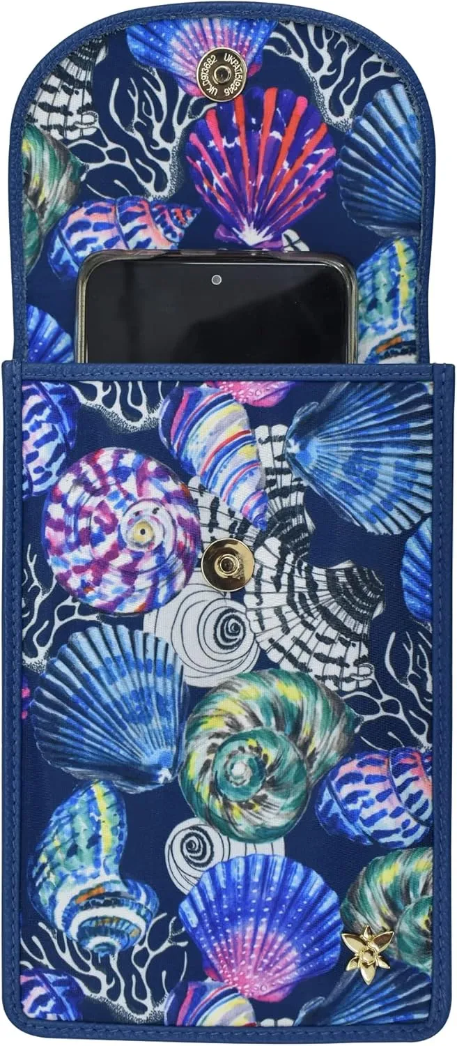 Anuschka Cell Phone Crossbody RFID Blocking Wallet - Wanderlust Collection - Nylon Fabric with Genuine Leather Trim