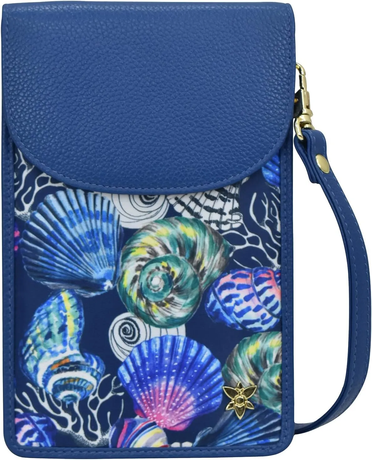 Anuschka Cell Phone Crossbody RFID Blocking Wallet - Wanderlust Collection - Nylon Fabric with Genuine Leather Trim