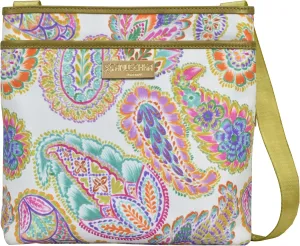 Anuschka Crossbody with Slip Pocket-Wanderlust Collection-Nylon Fabric with Leather Trim and Artwork Print