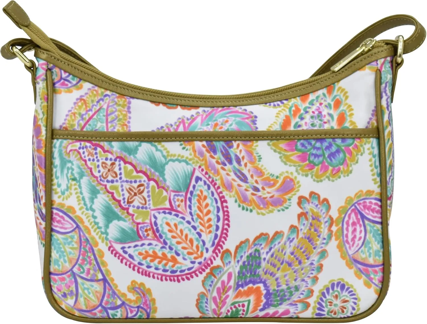 Anuschka East/West Hobo-Wanderlust Collection-Nylon Fabric with Leather Trim and Artwork Print