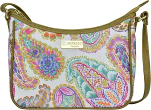 Anuschka East/West Hobo-Wanderlust Collection-Nylon Fabric with Leather Trim and Artwork Print