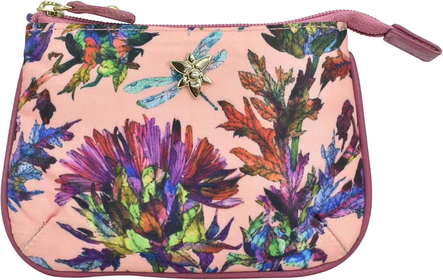 Anuschka Zip Travel Pouch-Wanderlust Collection-Nylon Fabric with Leather Trim and Artwork Print